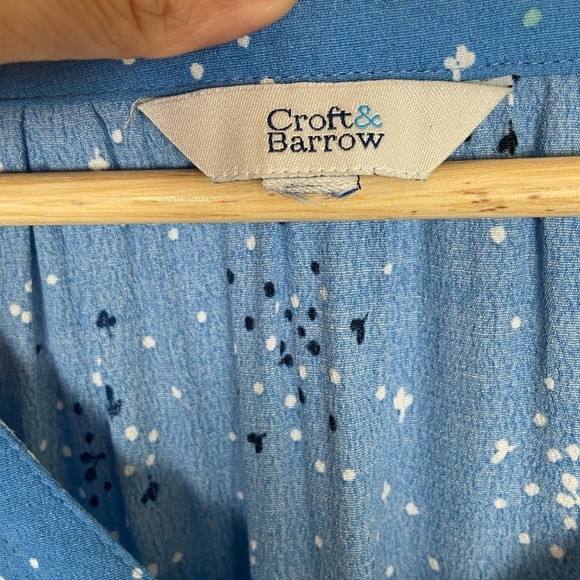 Croft & Barrow Women's Floral Top Size XL Color Blue 3/4 Sleeve Semi Sheer - Picture 10 of 12